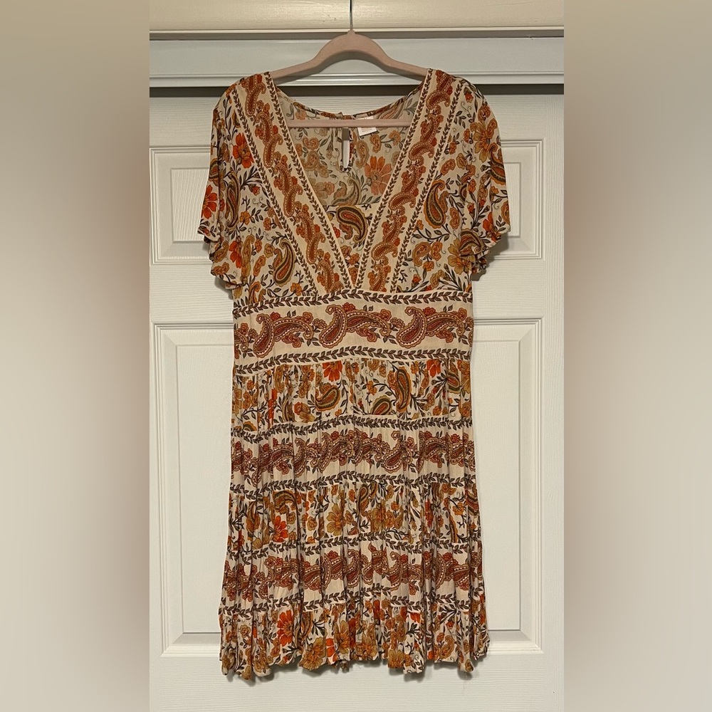 Bila Paisley Print Dress - Orange and Brown